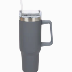 Grote thermosbeker met rietje