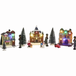Kerstdorp met verlichting