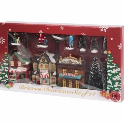 Kerstdorp met verlichting