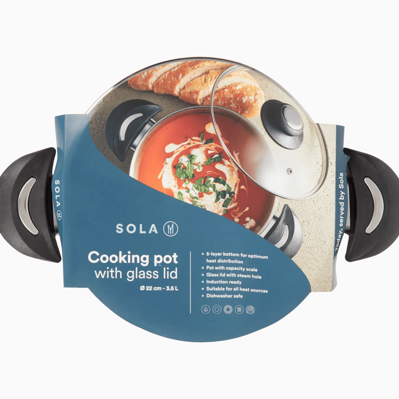 Sola kookpan met glazen deksel