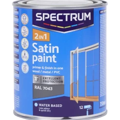 Spectrum 2-in-1 satijnglans verf RAL 7043