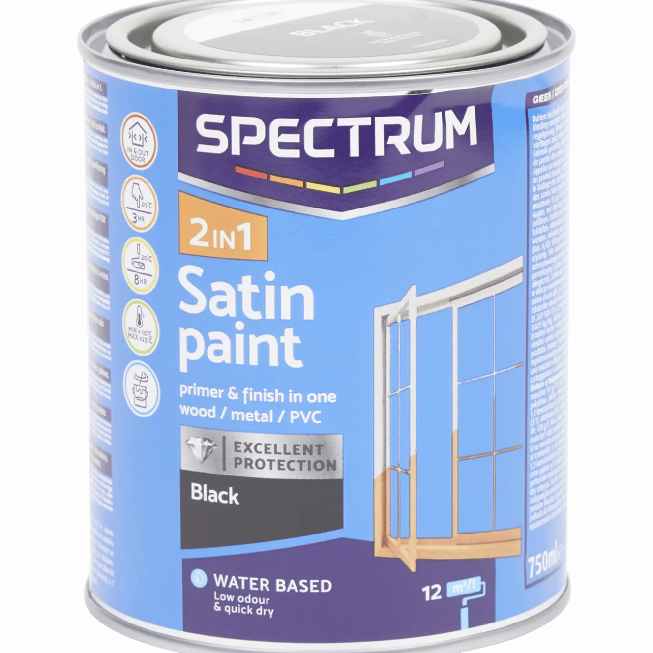 Spectrum 2-in-1 satijnglans verf Zwart